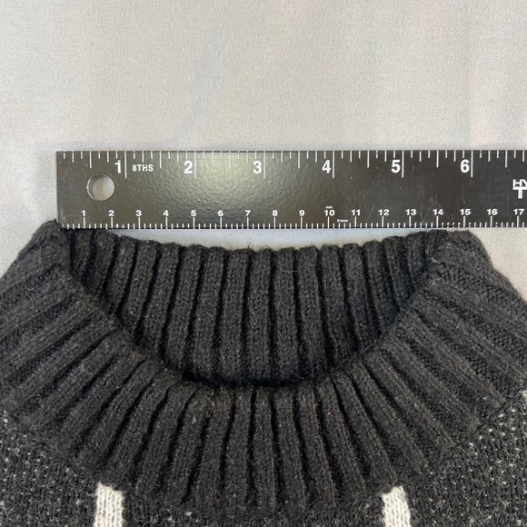 Y2K preppy work POOF NEW YORK Black White Grid Mock Neck Sweater Knit Top Siz L - Picture 14 of 16